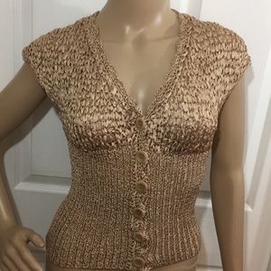 Bebe Cropped Gold Sweater Top